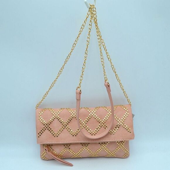 Studded Fold-over Chained Crossbody Bag - Picture 1 of 10